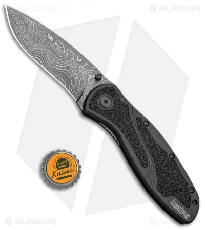Kershaw Blur Assisted Opening Knife Black Aluminum (3.375" Damascus) 1670BLKDAM - Image 4