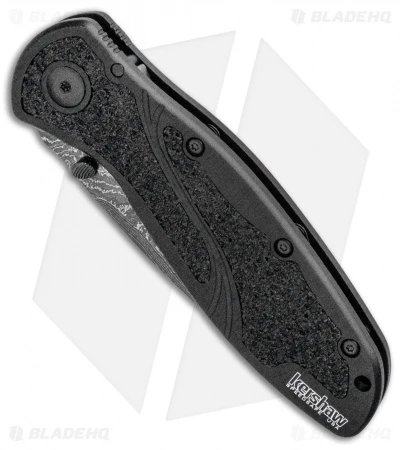 Kershaw Blur Assisted Opening Knife Black Aluminum (3.375" Damascus) 1670BLKDAM - Image 2
