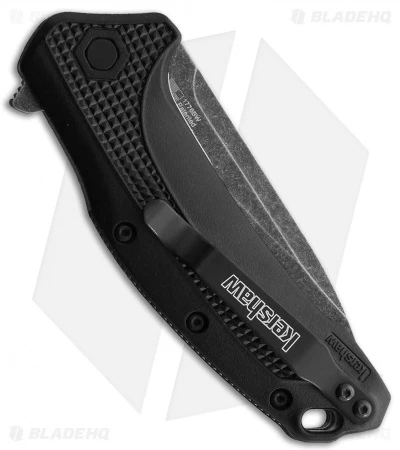 Kershaw Link Drop Point A/O Knife Black GFN (3.25" Blackwash) - Image 2